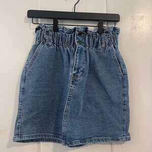 Blue Ruched Mini Skirt for Casual Wear